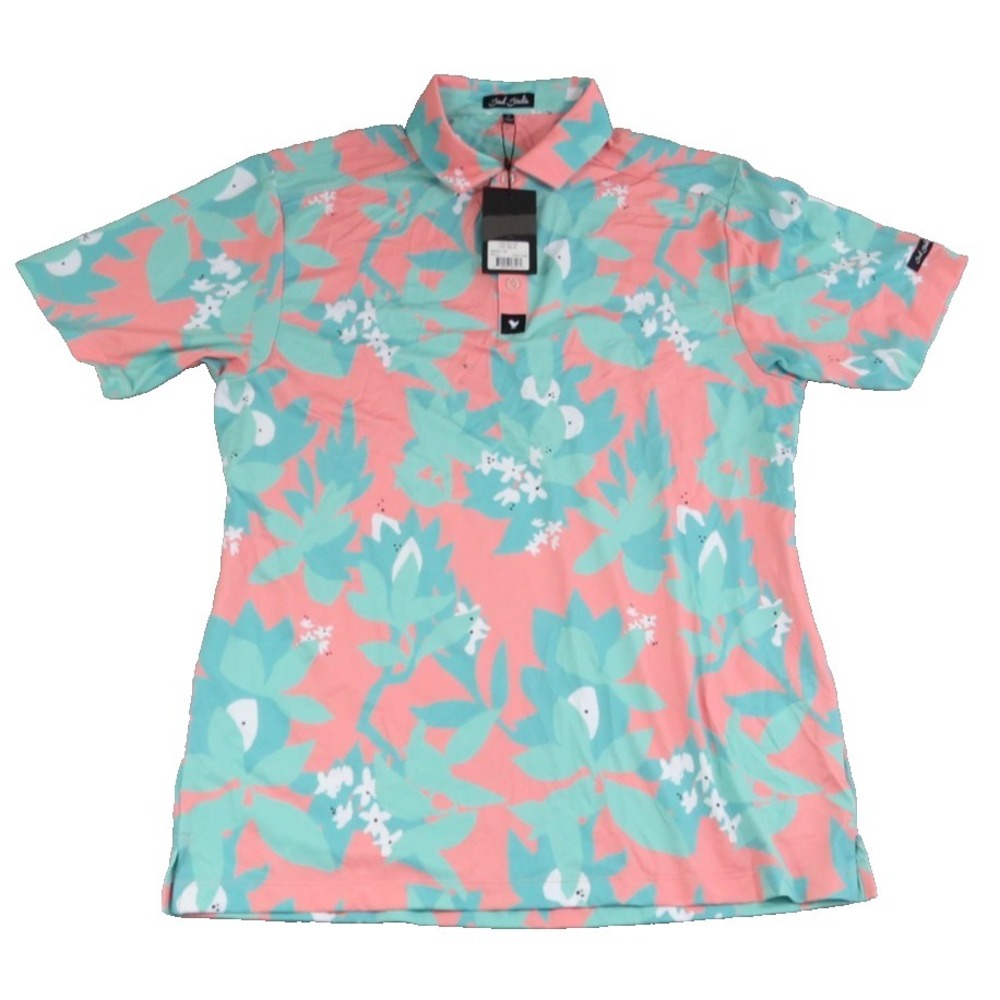 NWT Bad Birdie Down Unda Golf Polo Floral Tropical Performance Polyester Mens L